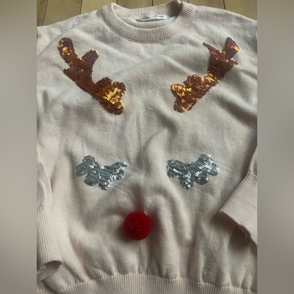 Girls Pom Pom detail sequin  Chritmas sweater 9Y - Picture 3 of 8
